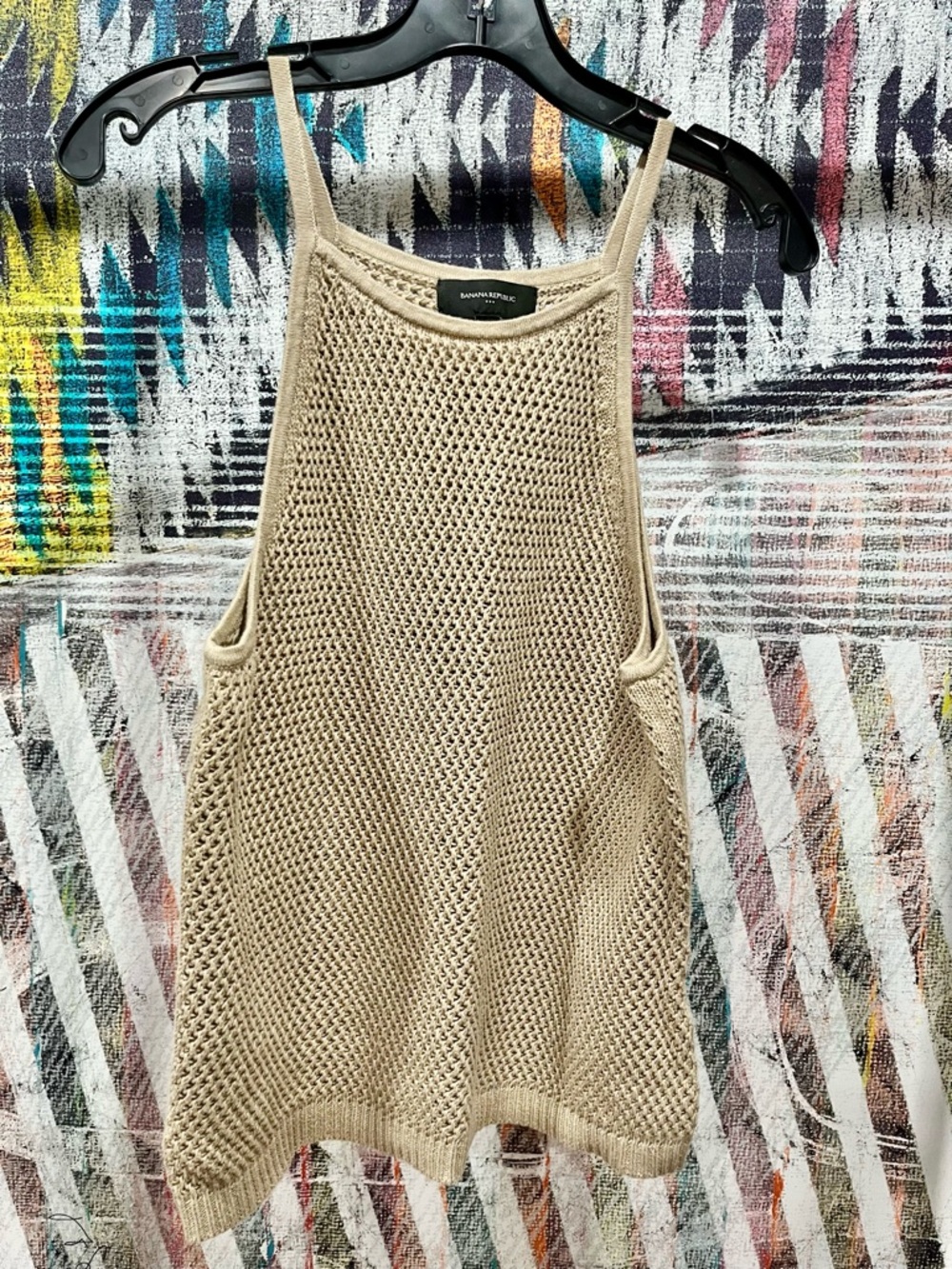 Banana Republic Beige Open-Knit Tank Top